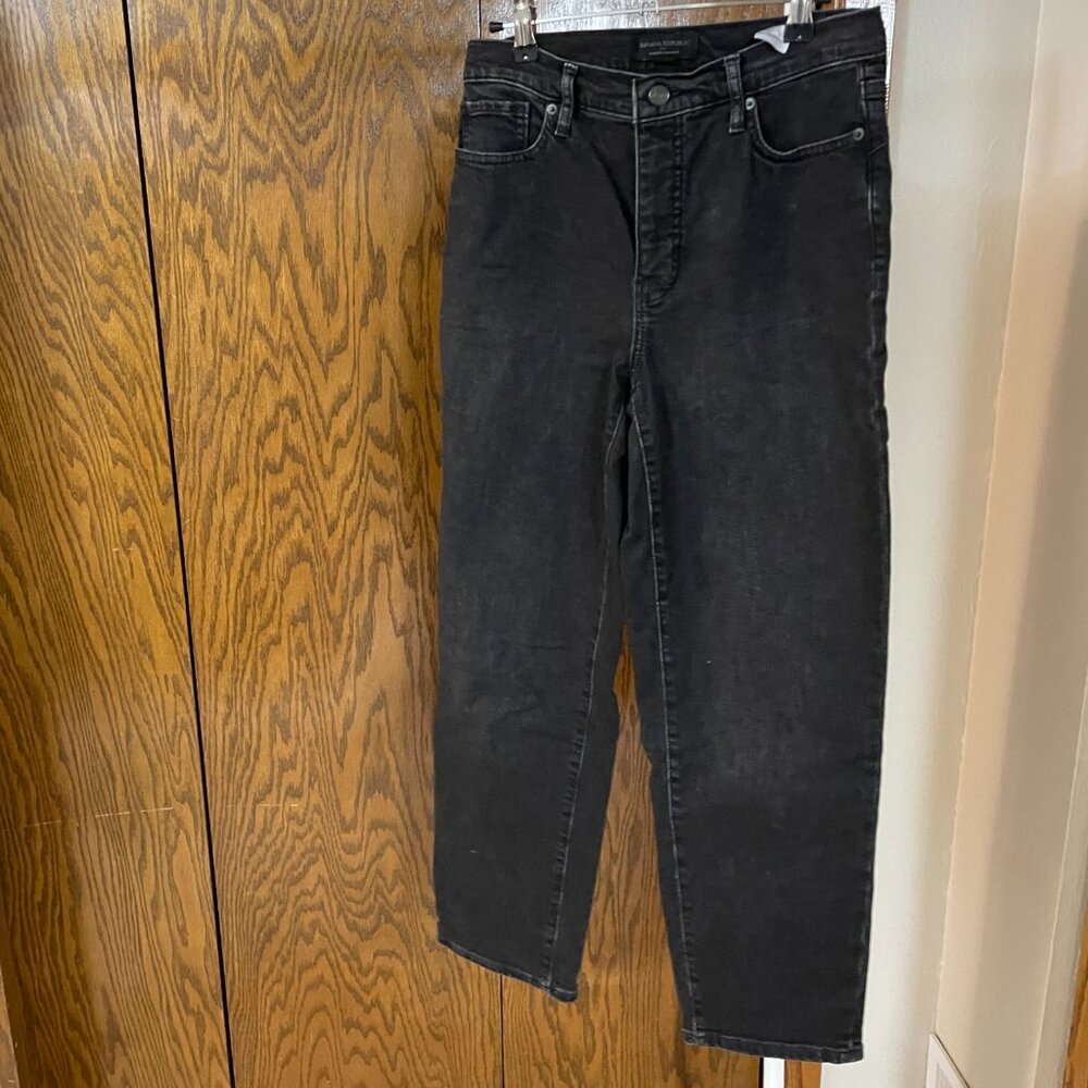 Banana Republic Black Denim High Waist Straight Jeans